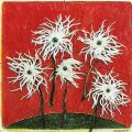 Chrizant�my na �ervenom pozad�, 600x600 mm